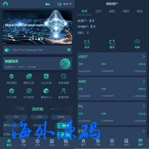 新版多语言交易所系统/合约期权交易所/理财认购矿机/空气币系统