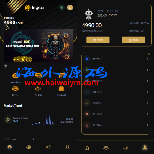 多语言海外机器人投资系统/虚拟币质押投资/区块链投资